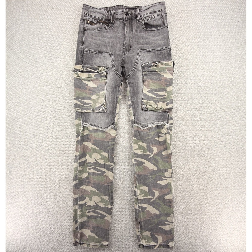 Rockstar Original RSM200 Skinny Jeans Mens 30 29x32 Gray Camo Cargo Streetwear